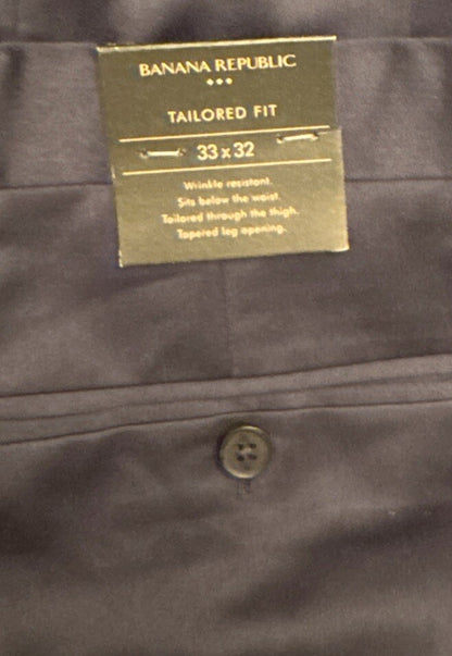$150 Banana Republic Men’s Modern Classic Satin Suit Trouser Pants-Navy- 33Wx32L