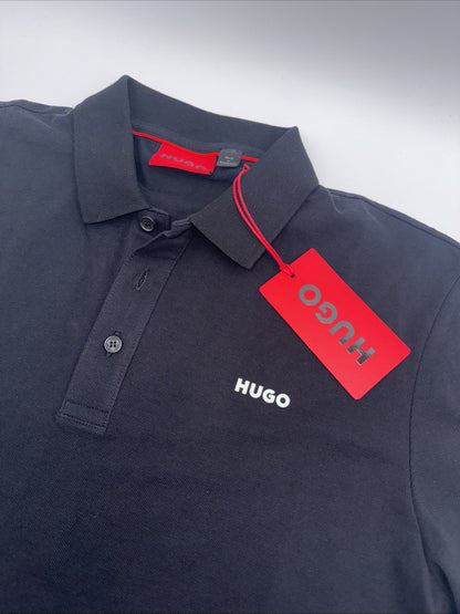 $78 Hugo Boss Men's Donos Polo Black Regular Fit Cotton S/S Shirt -Black- Small