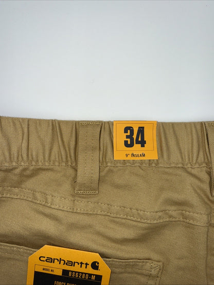 Carhartt Men's 106280 Force® Relaxed Fit Short - 9 Inch  - Golden Sand- 34W-New