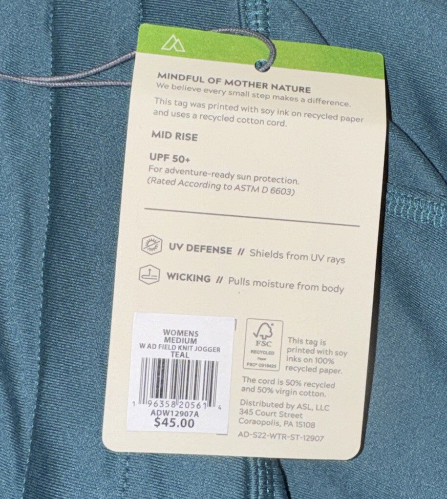 Alpine Design Women’s Field Knit Jogger Pants- Teal - Medium - New $45
