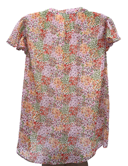 LC Lauren Conrad Tie Front Ruffled V-Neck Shell - Multi Mixy- Medium - New