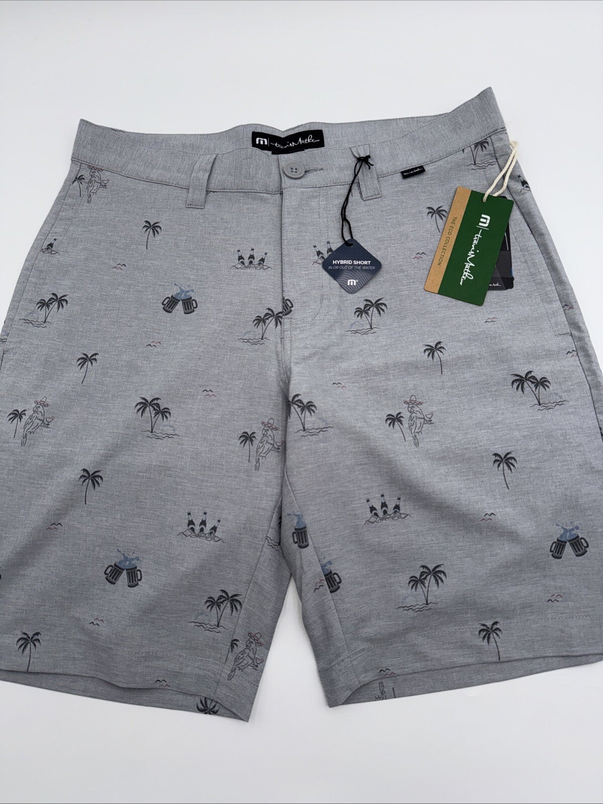 $89 Travis Mathew Men’s Straight Shot 9” Shorts - Heather Sleet- 30W - NWT