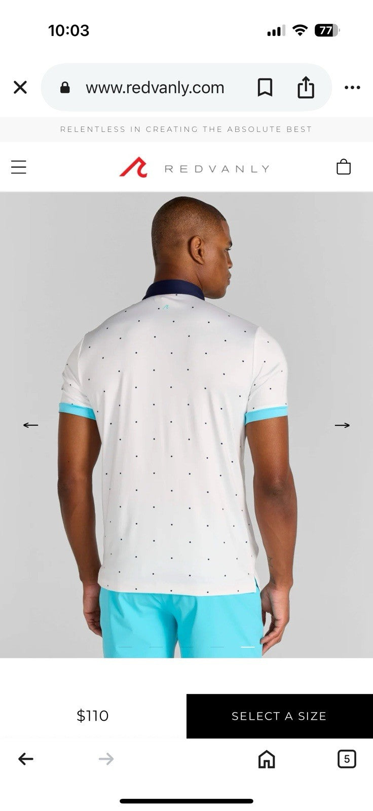 $110 Redvanly Men’s Ramey Golf Performance Polo Shirt-Bright White -Medium-New