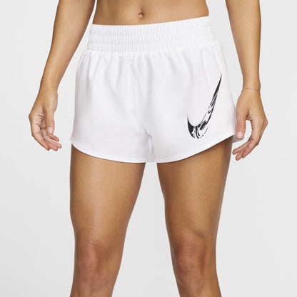$45 Nike Women's Dri-FIT Mid-Rise Brief-Lined Graphic Shorts - White - Medium