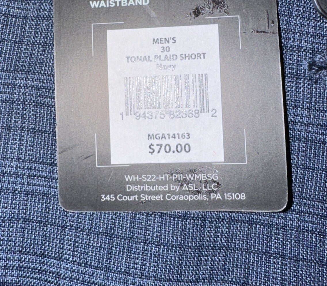 Walter Hagen Men's Perfect 11 Golf Shorts-Plaid Navy- Size 30W NWT