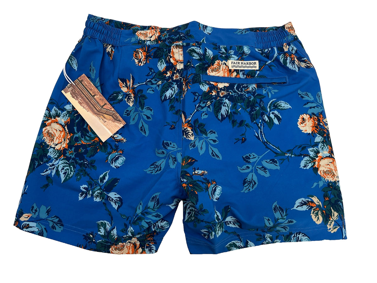 $68 Fair Harbor Men’s The Sextant Casual Swim Trunks-Blue Rose -36W-New