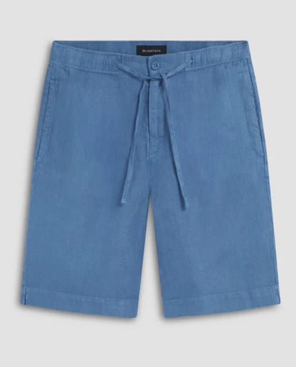 $139 Bugatchi Men’s-Linen Bermuda Short-Rivera Blue- 36W-New Tag
