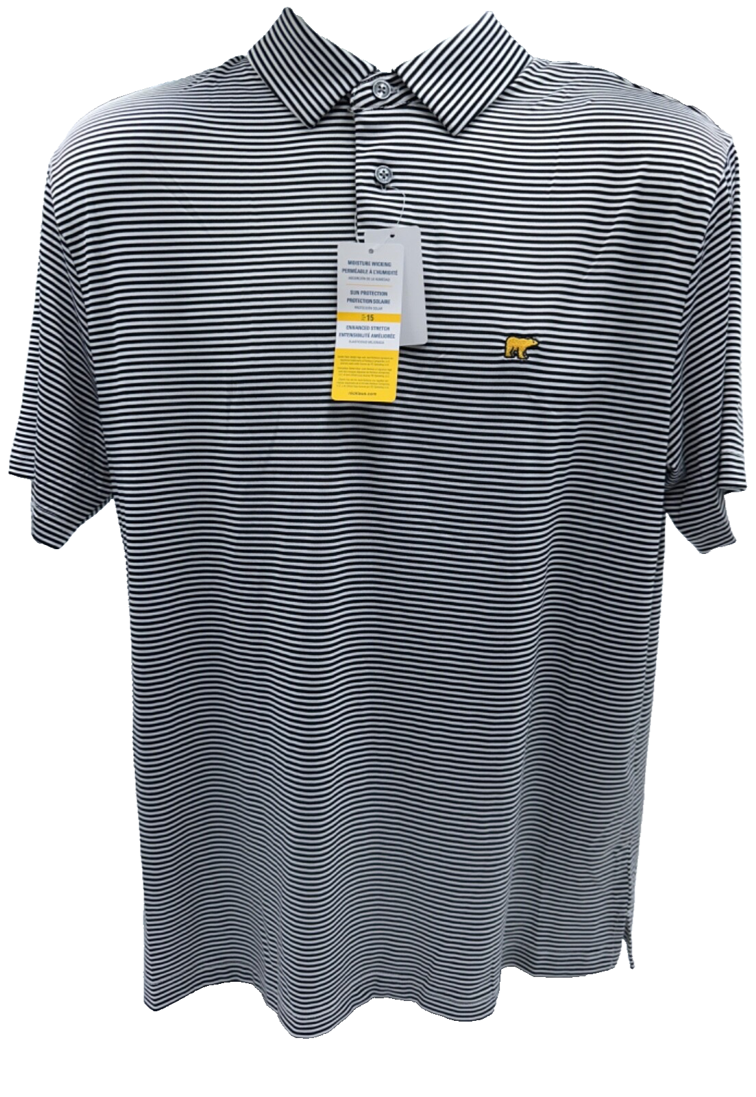$70 Jack Nicklaus Men’s Striped Performance Golf Polo - White/Black - Medium-New