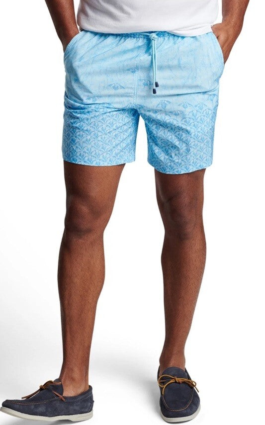 $100 Peter Millar Men’s Tropical Stingray Swim Trunks - Blue- Medium - NWT