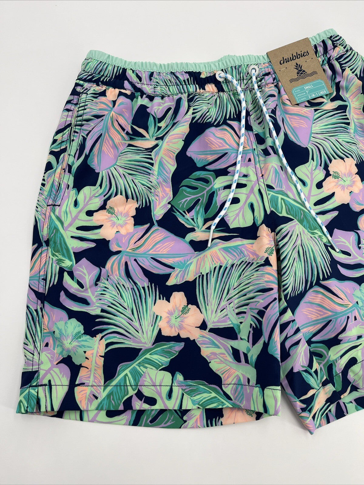 Chubbies Men's Stretch Swim Trunks 7" The Night Faunas -Multi-Small-New $79.50
