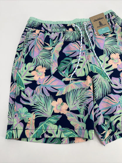 Chubbies Men's Stretch Swim Trunks 7" The Night Faunas -Multi-Small-New $79.50
