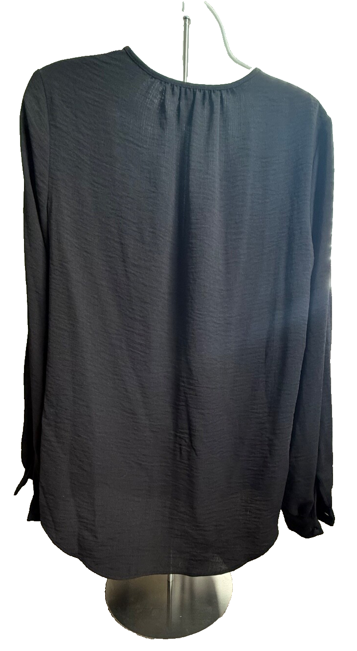 Nine West Women’s- V-Neck Button Down Shirt -Black- Small-New Tag