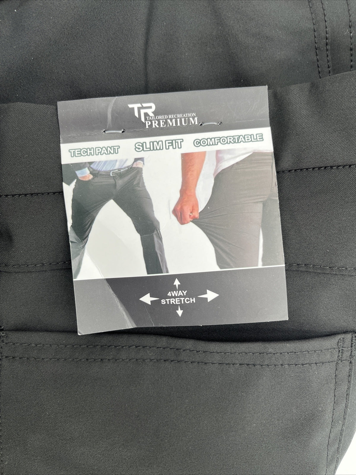 TR Premium Men’s Tech Stretch Slim Fit Pants - Black- 30W 32L- New Tags $168