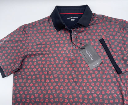 $100 Galvin Green Men’s Forged Iron Golf Shirt Murphy Polo- Grey/Red-Medium-New