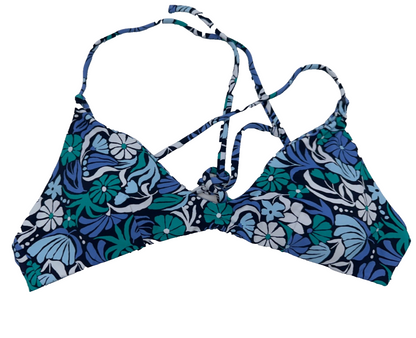 $88 Roxy Women’s Reversible Tri Scoop Cheeky Bikini Swimsuit Set Blue-Medium-New
