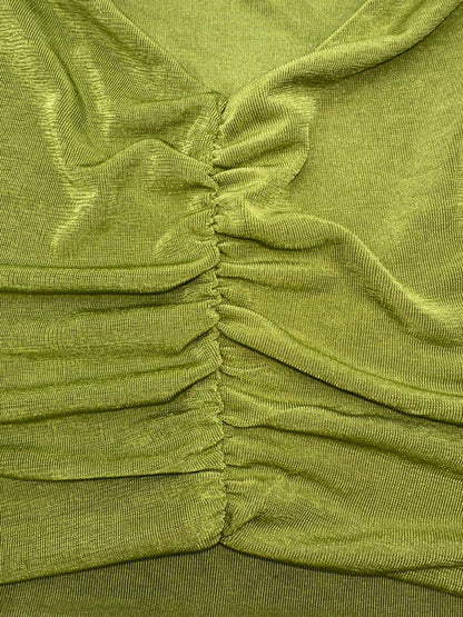 $64 N by Naked Wardrobe Women’s Shirred Crop Top - Olive- Medium- New With Tags