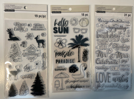 Lot Of 3 Recollections Poly Clear Photopolymer Stamps - Combo Lot