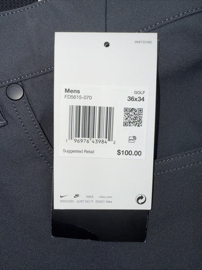 $100 Nike Men's Tour Repel Flex Slim Golf Pants FD5615-070- Grey - 36W 34L- New