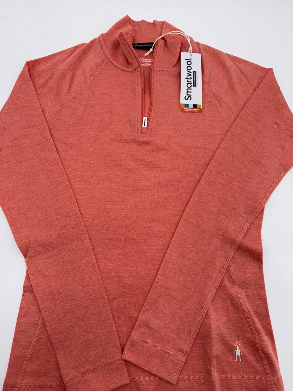 $115 Smartwool Women’s 1/4 Zip Thermal Pullover Merino Wool-Sunset Coral -XSmall
