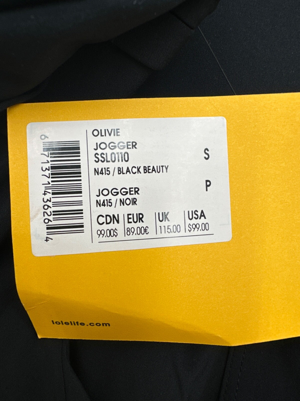 $99 Lole Life Women’s Olivie Joggers-Black Beauty-Small-New With Tags