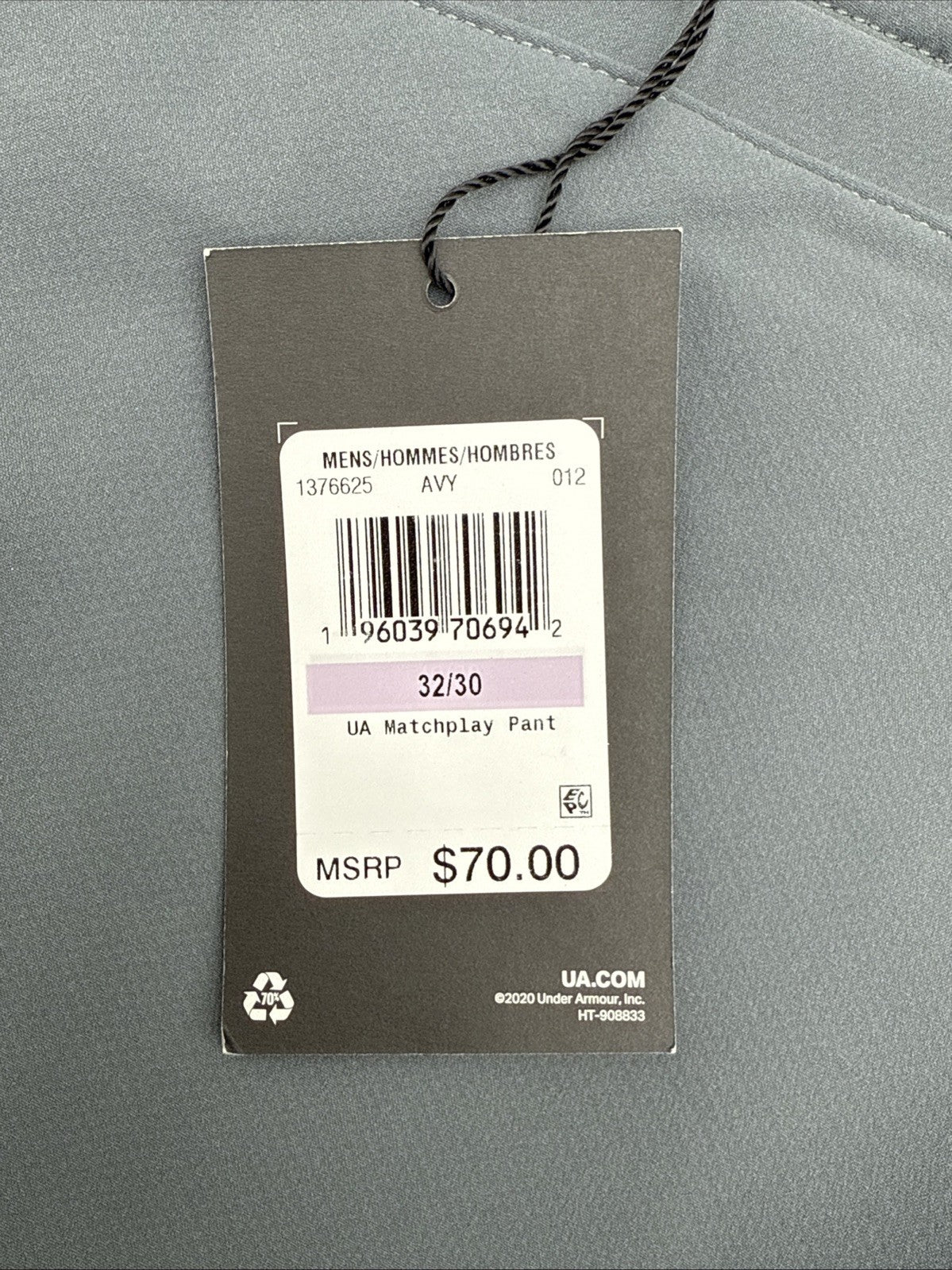 $70 Under Armor Men’s Wicking Golf Flat Front Pants- -Pitch Gray- 32W 30L - New
