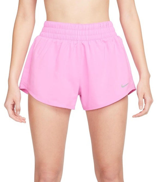 Nike Woman's Shorts One Dri-FIT Mid-Rise 3" Brief-lined Shorts-Pink- Large-New