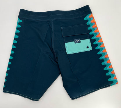 $60 Billabong D Bah Placement 19" Board Shorts - #43860-Multi Teal-Size: 30W-New