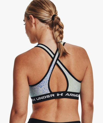 $40 Under Armour Women’s-Mid Crossback Printed Sports Bra-Multicolor-Small-New