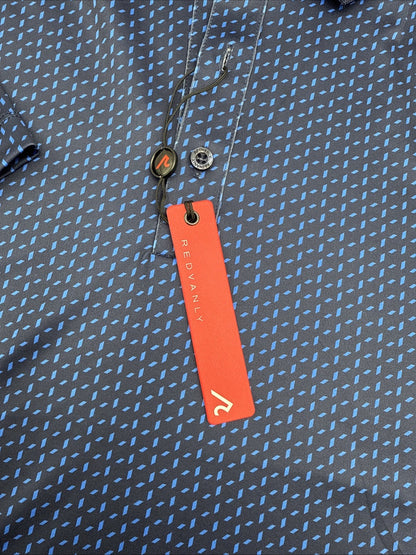 $110 Redvanly Men’s Pascal Golf Performance Polo Shirt-Midnight Navy-Medium -New