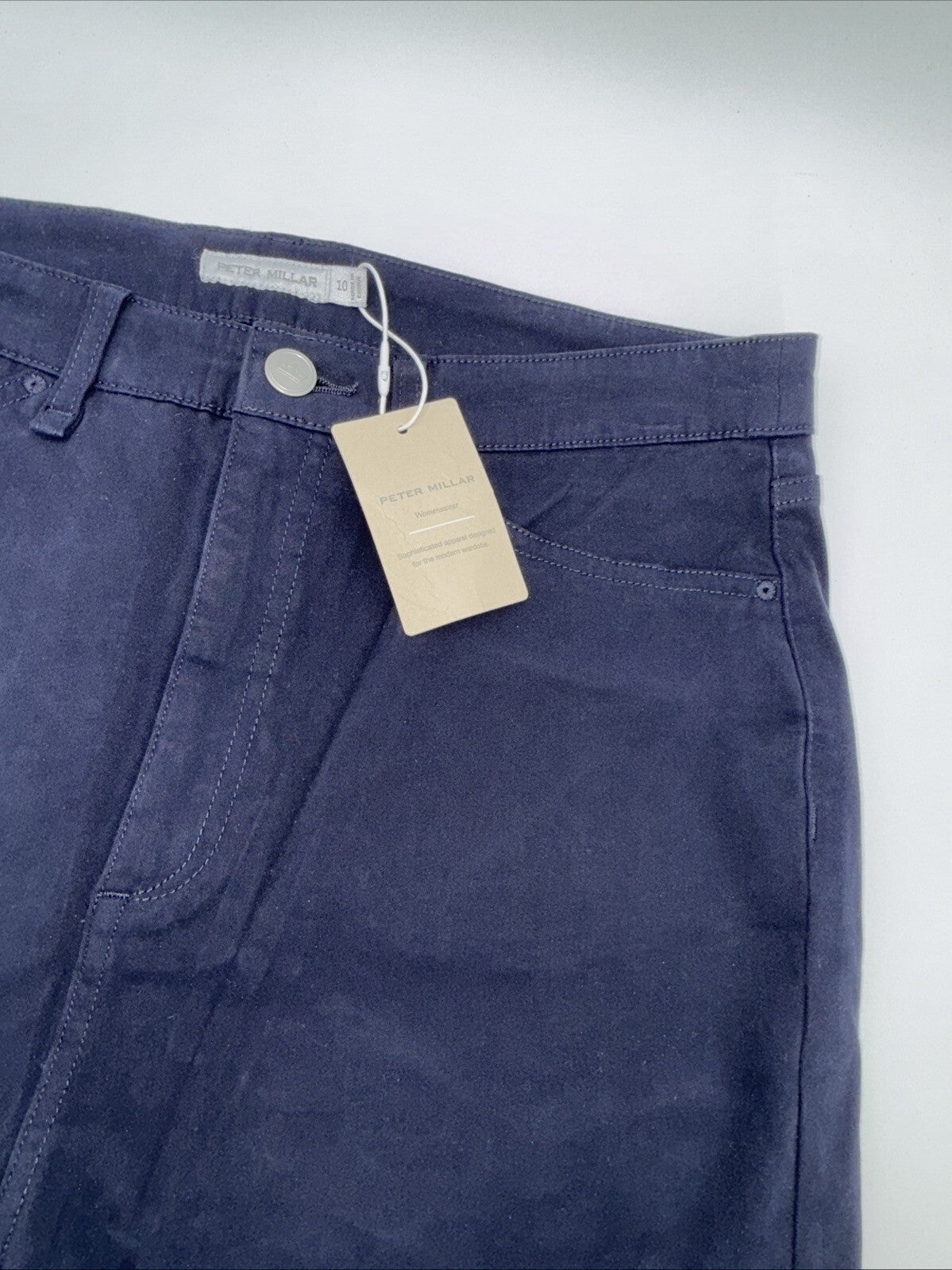 $150 Peter Millar Women's Karlie Stretch Sateen High Rise Pant-Navy-Size: 10-NEW