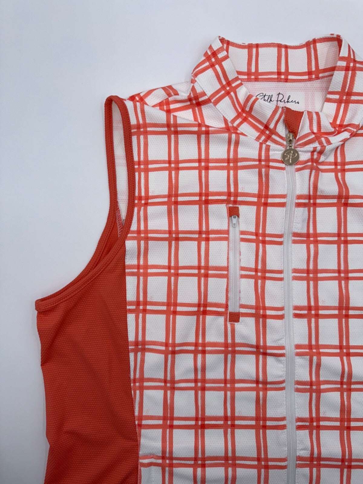 $89 Stella Parker Women's Mock Neck Vest - Window Pane Plaid - Large- New
