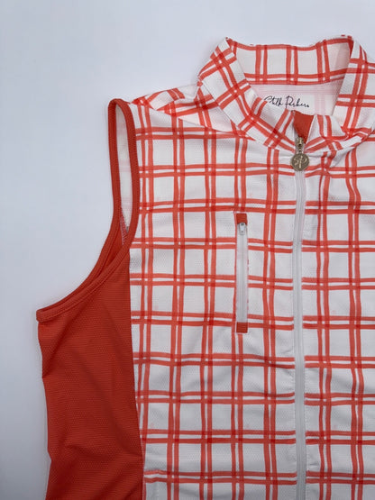 $89 Stella Parker Women's Mock Neck Vest - Window Pane Plaid - Large- New