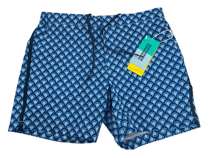 $89 FAIR HARBOR Men’s Sextant Swim Trunk Inner Lined Shorts-Blue Deco-Size: 32W