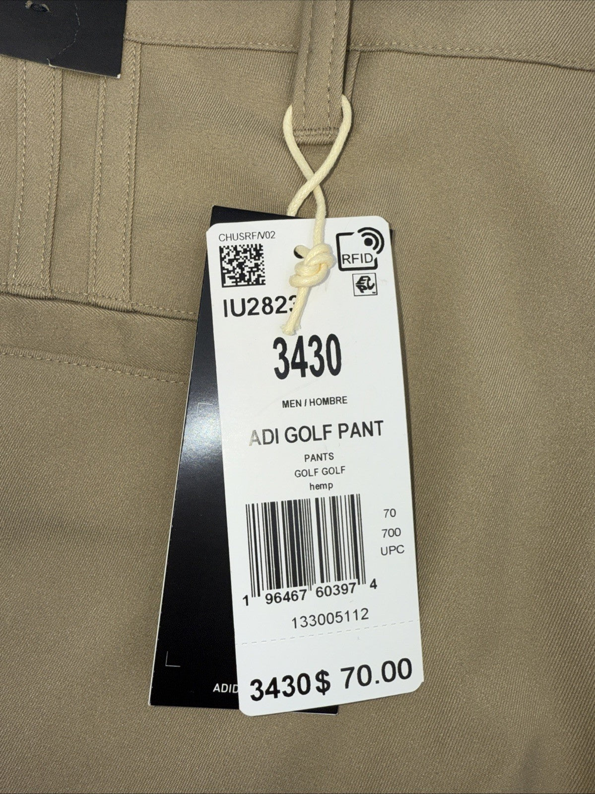 $70 Adidas Men’s Adi Advantage Flat Front Golf Pants- Hemp Beige - 34W 30L- New