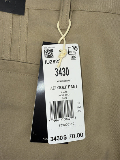 $70 Adidas Men’s Adi Advantage Flat Front Golf Pants- Hemp Beige - 34W 30L- New