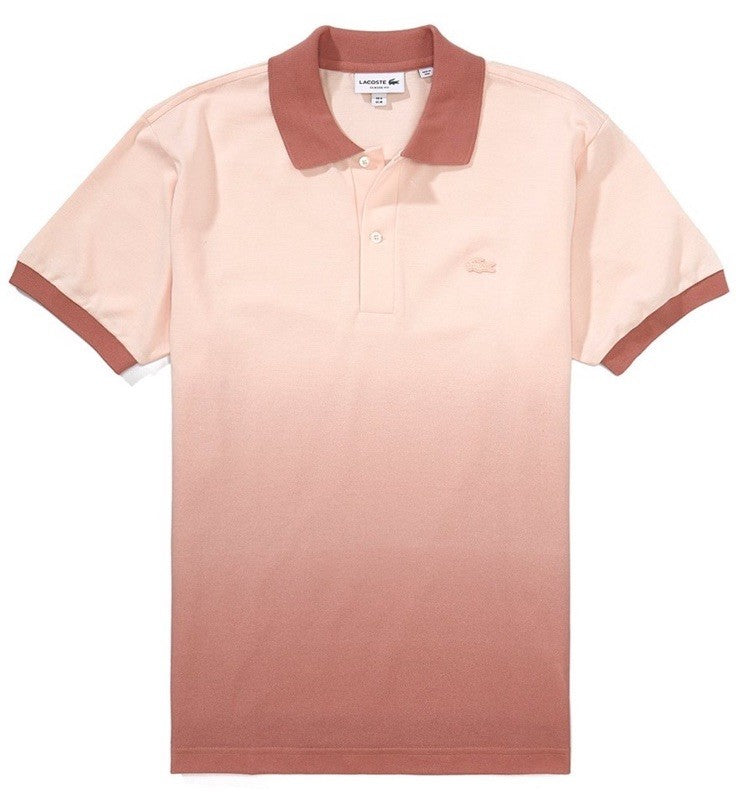 $135 Lacoste Men's Ombre Pique Polo - Light Pink - Medium - New With Tag