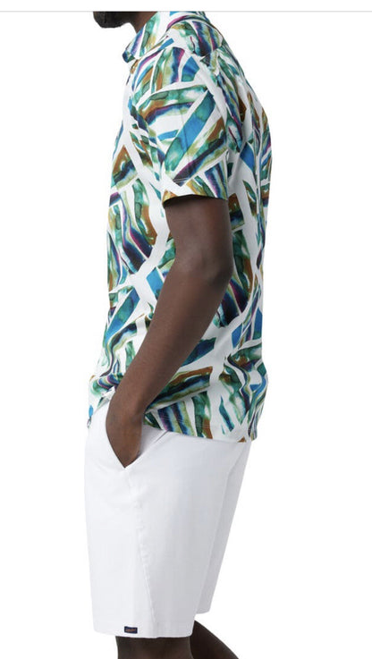 Good Man Brand Big On-Point Printed Cotton Short Sl Shirt-Watercolor Line-Medium