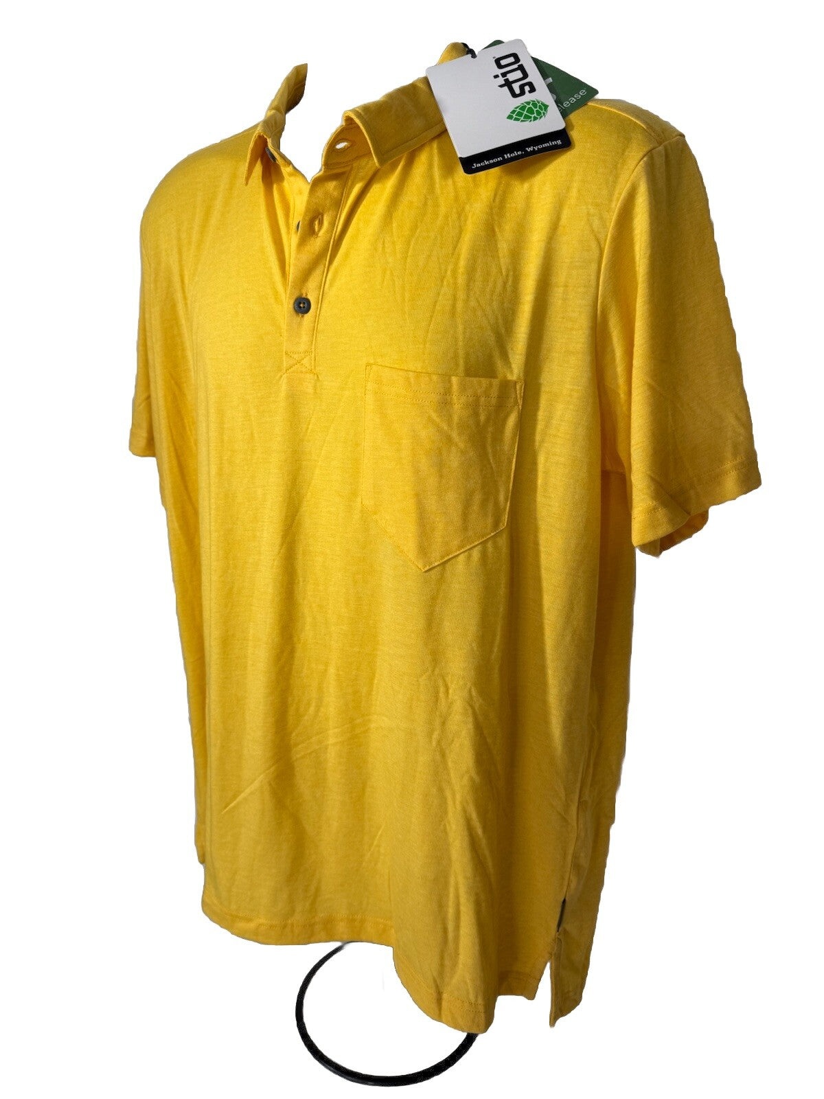 Stio Men's Divide Polo Short Sleeve Jersey Polo Shirt-Bright Yellow-Large-New