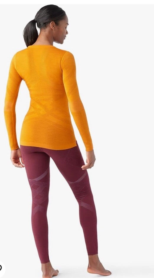 $130 Smartwool Women’s Intraknit Merino Base Layer Crew-Marmalade-Small-New Tag