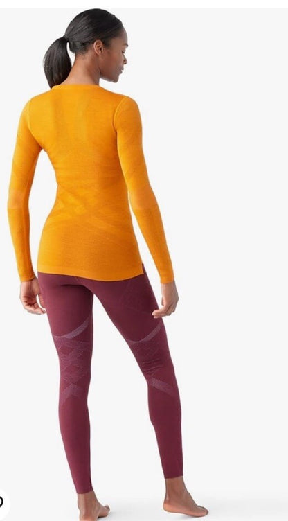 $130 Smartwool Women’s Intraknit Merino Base Layer Crew-Marmalade-Small-New Tag