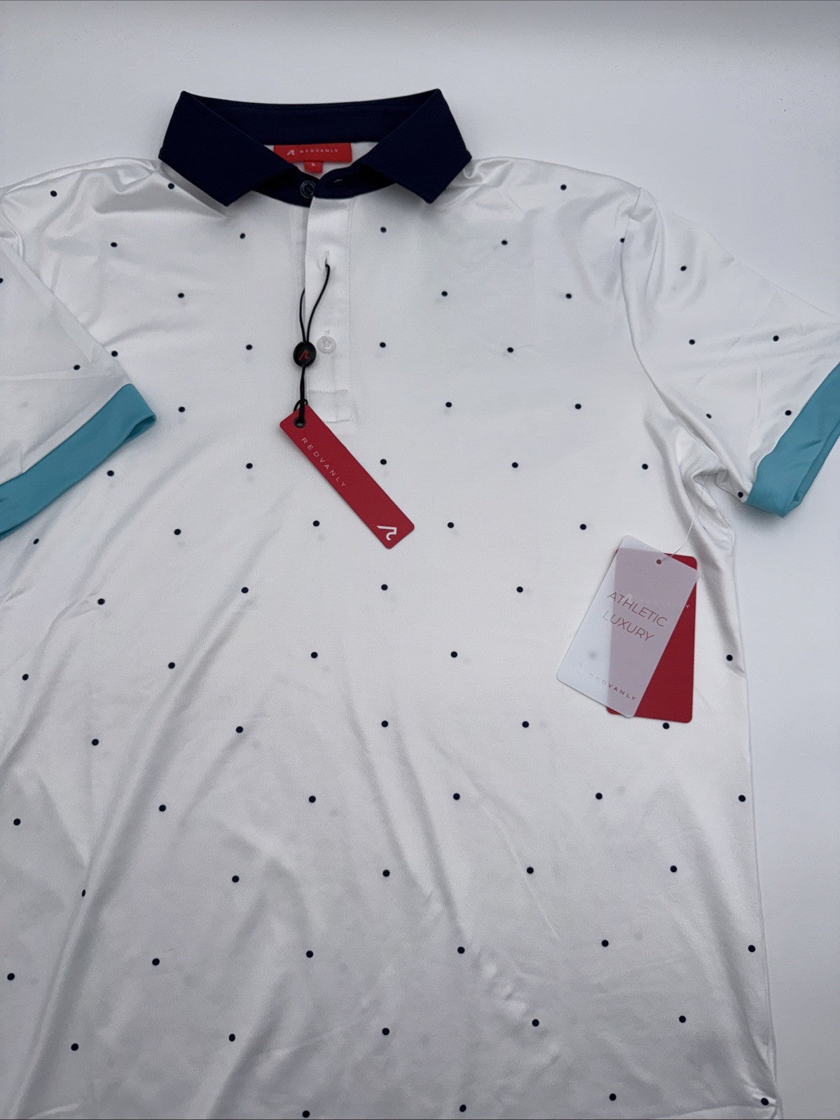 $110 Redvanly Men’s Ramey Golf Performance Polo Shirt-Bright White -Small-New