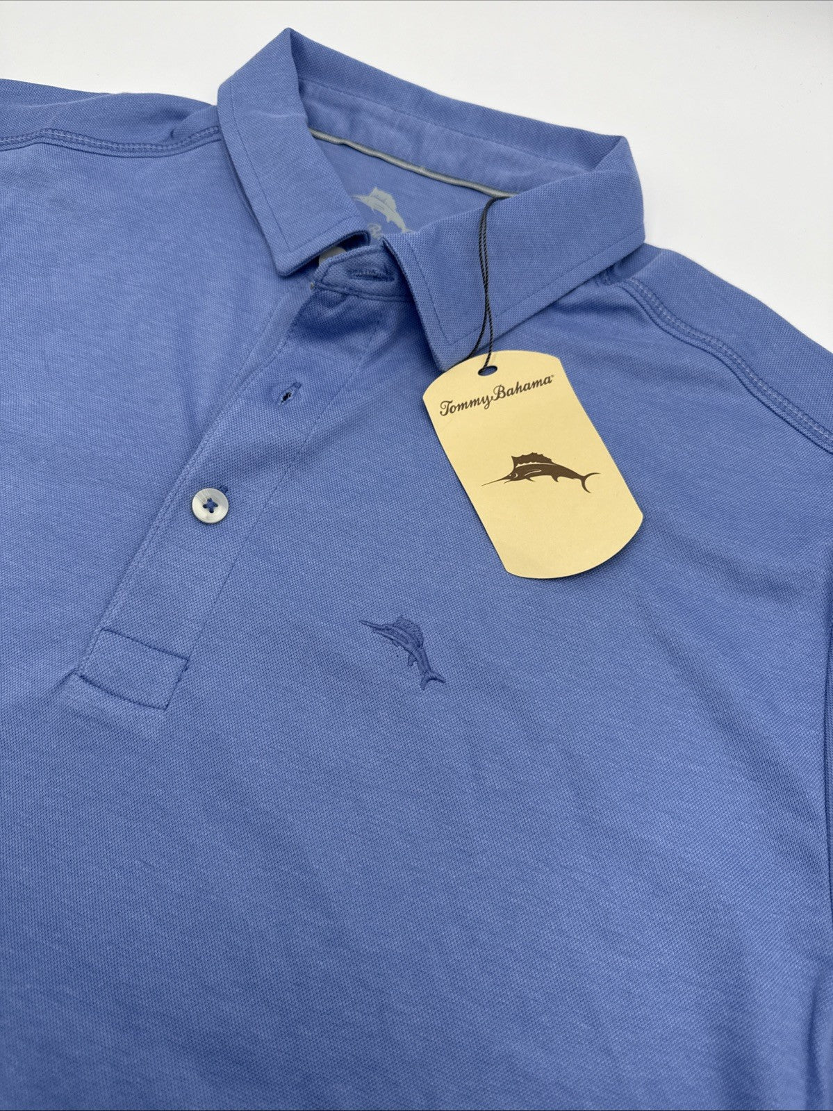 $100 Tommy Bahama Men’s Soft Polo Shirt ST227527SR- Rococo Blue-Medium-NEW