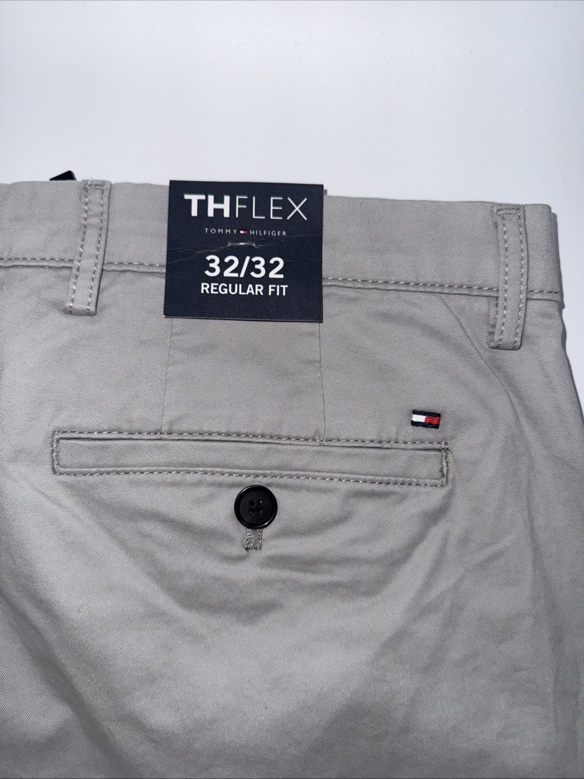 $80 Tommy Hilfiger Men The Flex Chino Cotton Casual Pants -Drizzle Grey-32W 32L