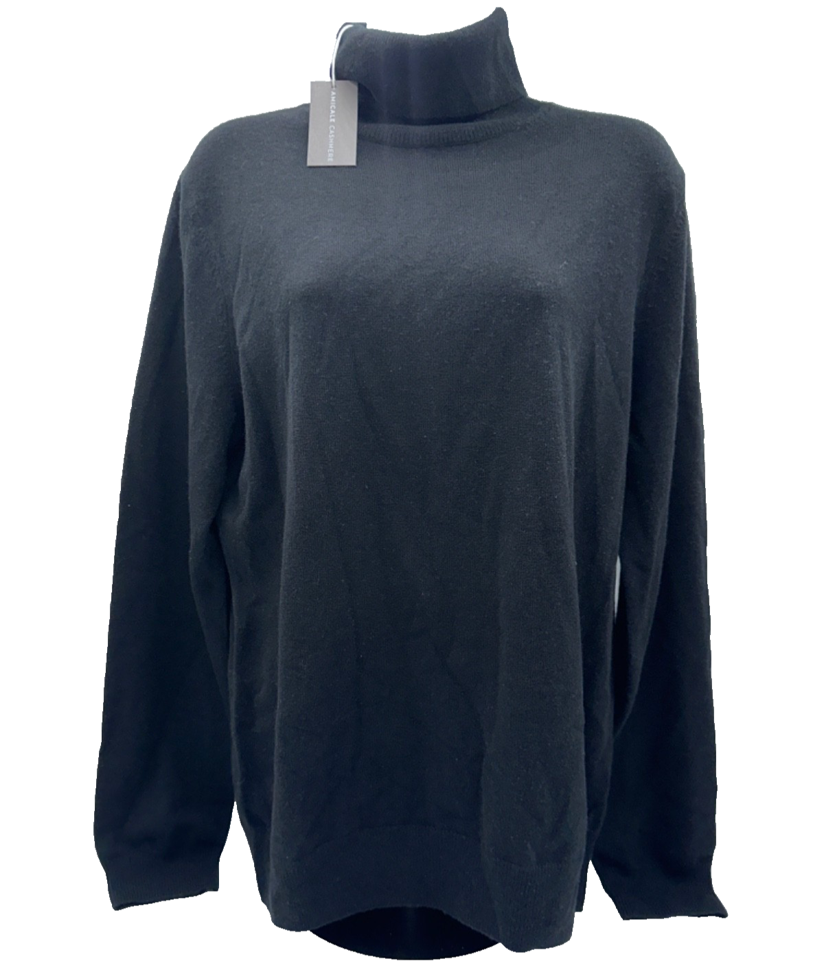 $295 Amicale Cashmere Women's Turtleneck Sweater - Black - Medium -New With Tag