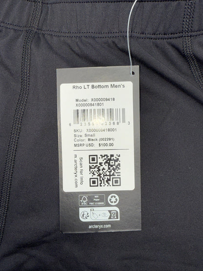 $100 Arc'teryx Men’s Rho Hybrid Bottoms Stretch -  Black - Small- New Tags