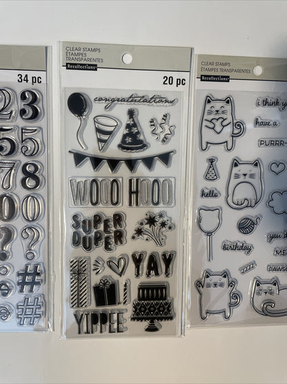 Lot Of 4 Recollections Poly Clear Photopolymer Stamps - Combo Lot