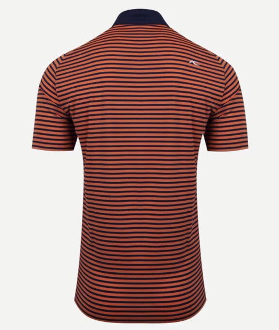 $109 KJUS Men’s Luis Stripe Comfort Golf Polo Shirt MG60-JO8-Tangerine-Small-New