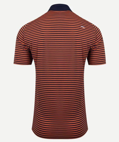 $109 KJUS Men’s Luis Stripe Comfort Golf Polo Shirt MG60-JO8-Tangerine-Small-New