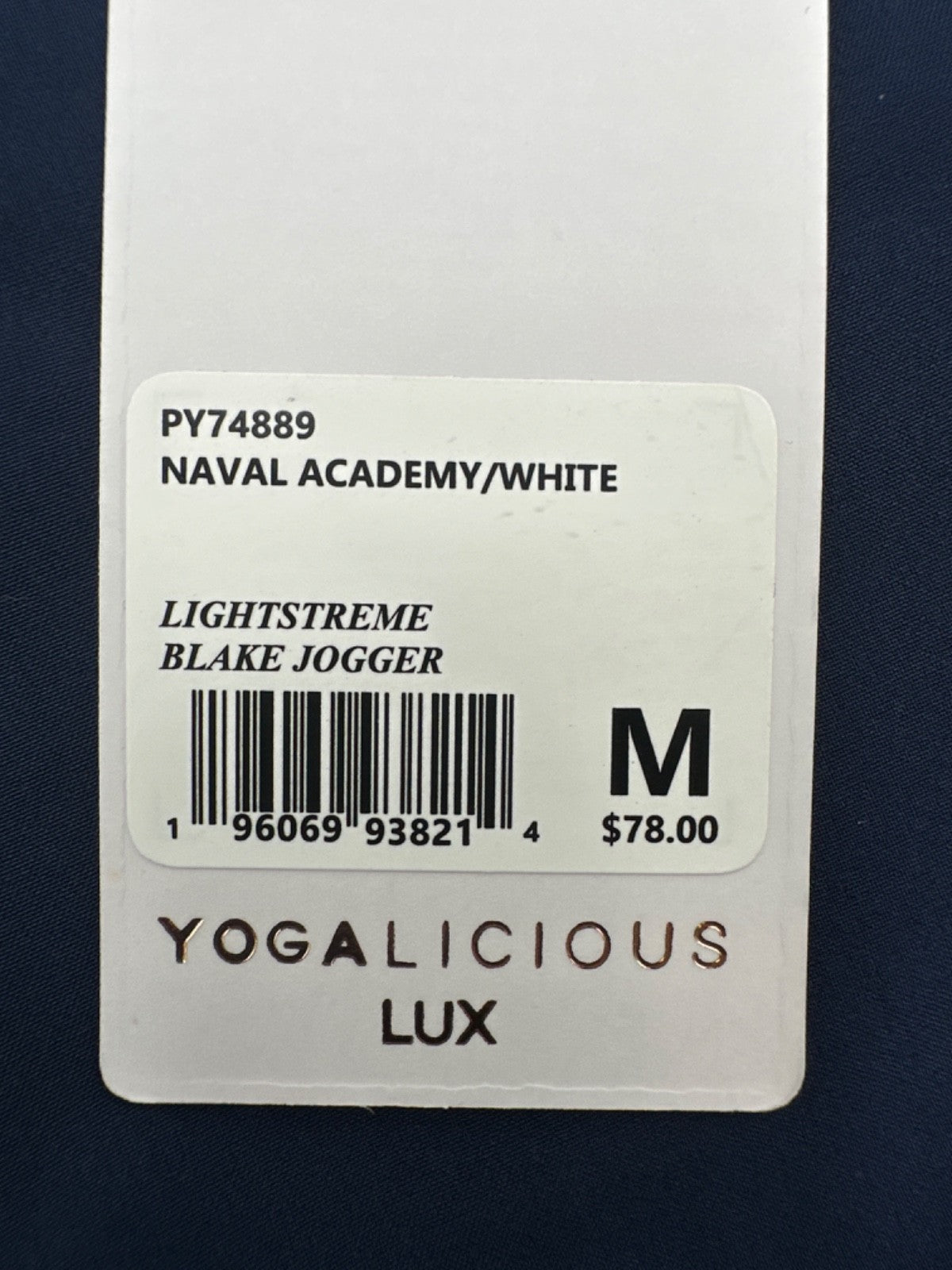 $78 YOGALICIOUS Women's Lightstreme Blake Joggers-Naval Academy/White-Medium-New