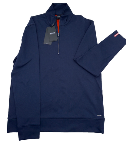 $148 Hugo Boss Men's Siegal 1/4 Zip - 50382676 - Navy - Medium - New With Tags